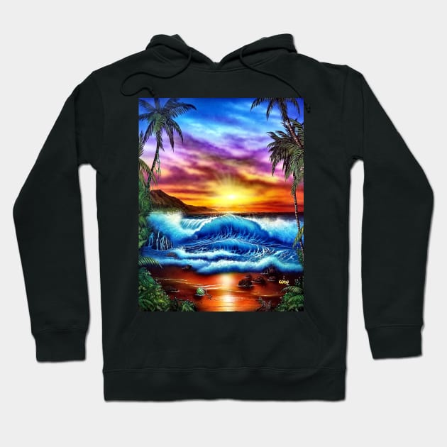 Hawaiian Hawaii seascape sunset Hoodie by Coreoceanart